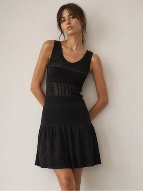 Faith Connexion | M | Sleeveless Knit Fit‑and‑Flare Dress in black
